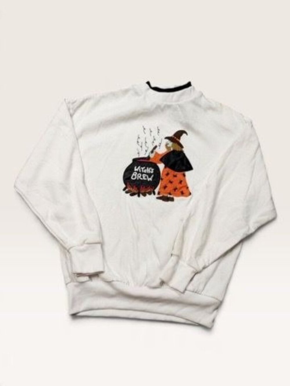 Basic Editions Ladies S Sweatshirt White Witch’s Brew Halloween Graphic 90s New